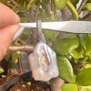 Freshwater Baroque Pearl Pendant with Silver Accents